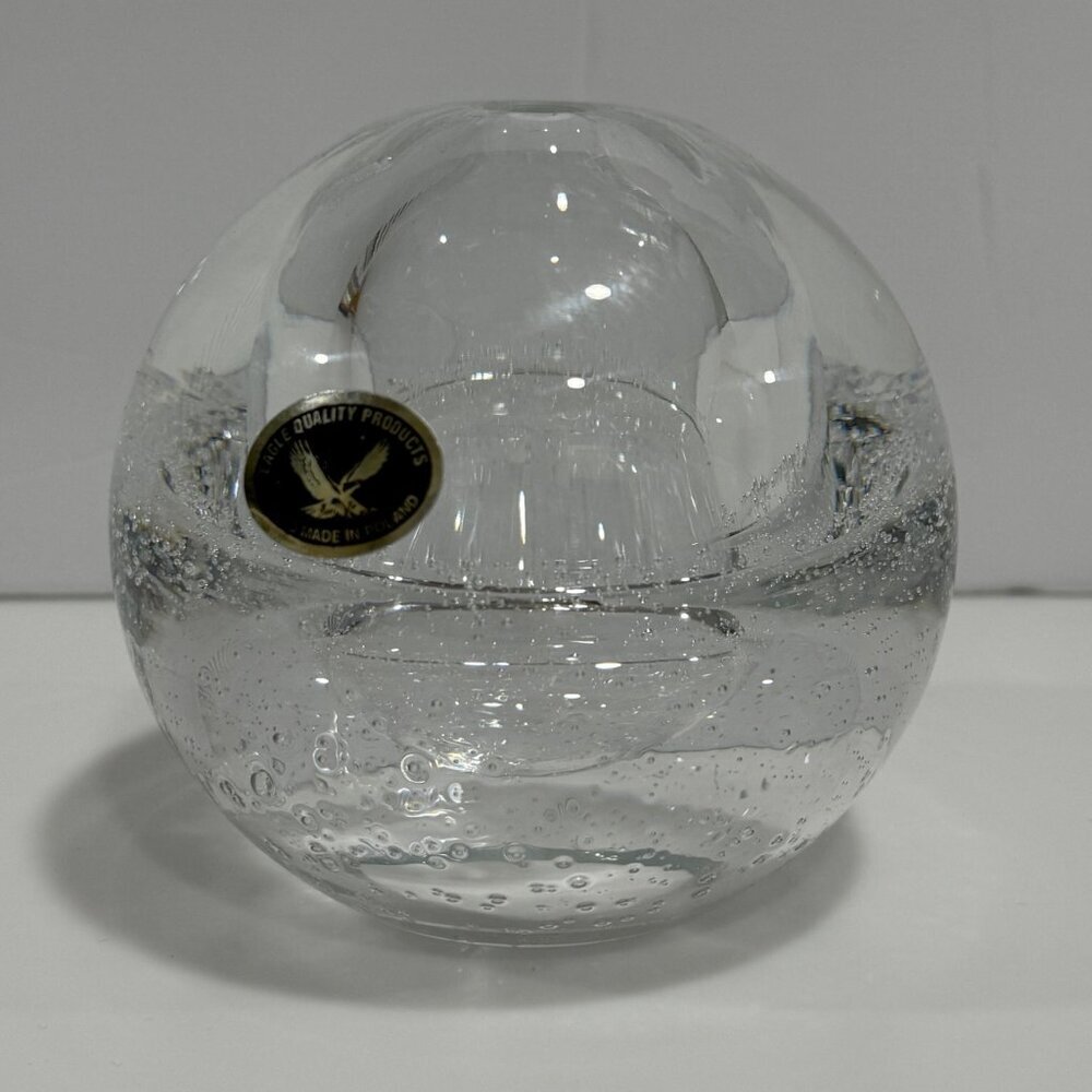 VTG Handblown‎ Controlled Bubble Glass Paperweight Oil Lamp Eagle Quality Poland